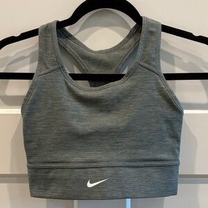 Nike Women's Heathered Gray wide band racer back Sports Bra - small